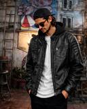 CHAMARRA VINIPIEL CON GORRO