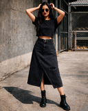 MAXI FALDA CON CINTURON