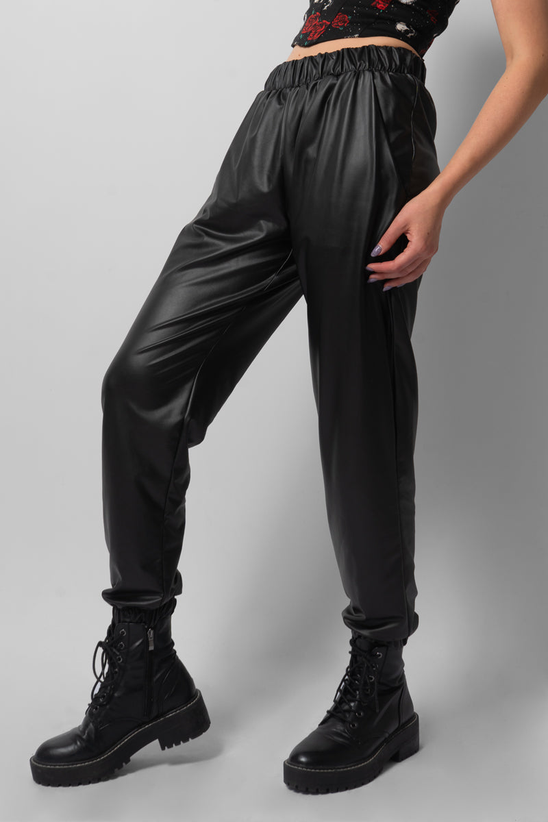 Pantalon Vinipiel Outfit Pantalón Negro De Cuero Mujer Outfit