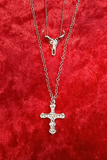 COLLAR DOBLE CADENA  BAPHOMET Y CRUZ