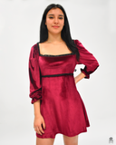 VESTIDO DE TERCIOPELO CON ENCAJE MOD 2 KK CH (7817387540559)
